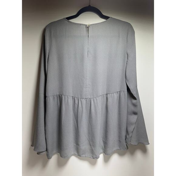 Ann Taylor Loft Top Sz S Gray Bell Sleeve Lightweight Popover Blouse - Picture 8 of 8